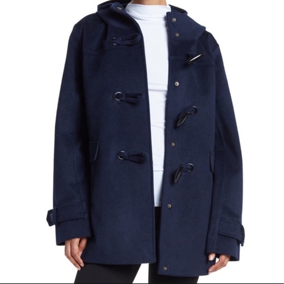 PENDLETON NWT ROSLYN WATERPROOF LAMBSWOOL BLEND HOODED TOGGLE COAT BLUE NAVY - Picture 4 of 15